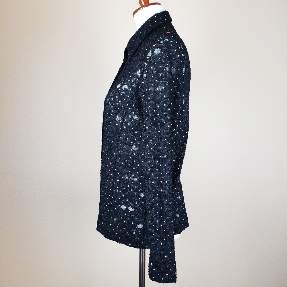 Exclusively Misook Rainbow Sequin Lace Button Down - Picture 3 of 7